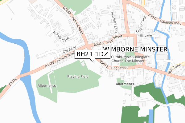 BH21 1DZ map - large scale - OS Open Zoomstack (Ordnance Survey)