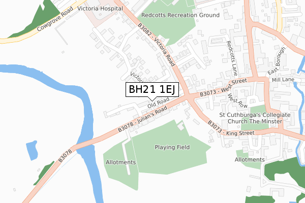 BH21 1EJ map - large scale - OS Open Zoomstack (Ordnance Survey)