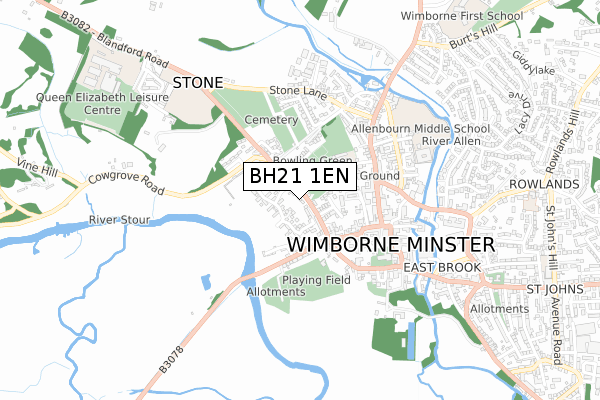 BH21 1EN map - small scale - OS Open Zoomstack (Ordnance Survey)