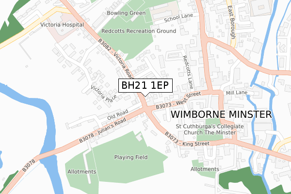 BH21 1EP map - large scale - OS Open Zoomstack (Ordnance Survey)