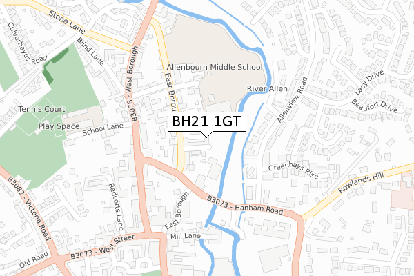 BH21 1GT map - large scale - OS Open Zoomstack (Ordnance Survey)