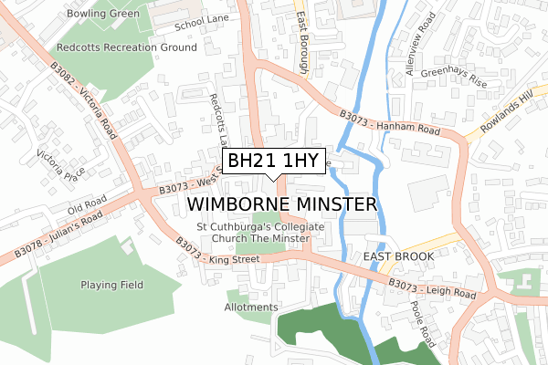 BH21 1HY map - large scale - OS Open Zoomstack (Ordnance Survey)