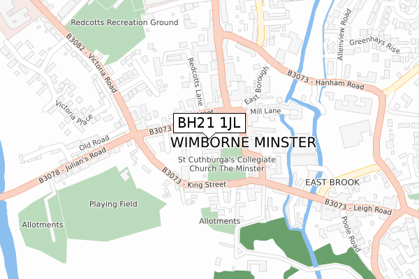 BH21 1JL map - large scale - OS Open Zoomstack (Ordnance Survey)