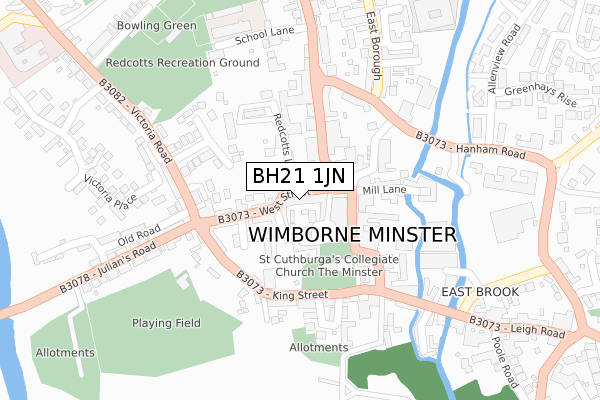 BH21 1JN map - large scale - OS Open Zoomstack (Ordnance Survey)