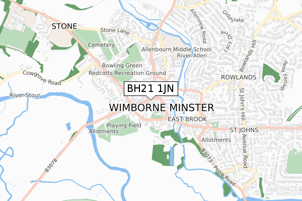 BH21 1JN map - small scale - OS Open Zoomstack (Ordnance Survey)