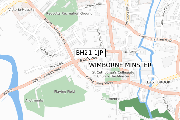 BH21 1JP map - large scale - OS Open Zoomstack (Ordnance Survey)