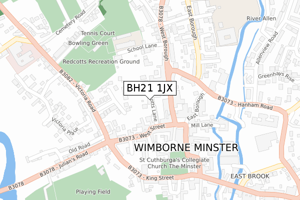 BH21 1JX map - large scale - OS Open Zoomstack (Ordnance Survey)