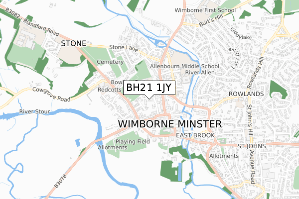 BH21 1JY map - small scale - OS Open Zoomstack (Ordnance Survey)