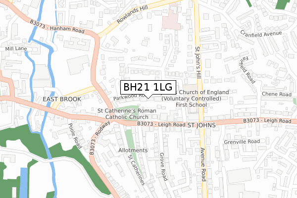 BH21 1LG map - large scale - OS Open Zoomstack (Ordnance Survey)