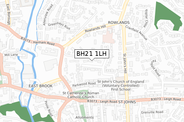 BH21 1LH map - large scale - OS Open Zoomstack (Ordnance Survey)