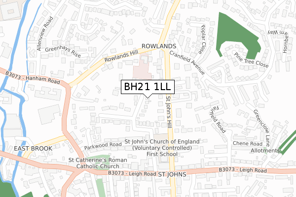 BH21 1LL map - large scale - OS Open Zoomstack (Ordnance Survey)