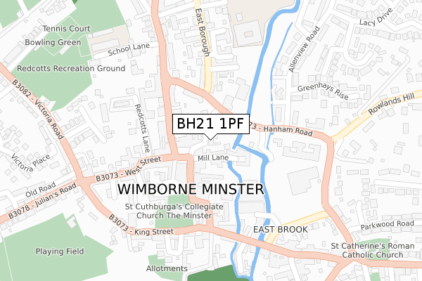 BH21 1PF map - large scale - OS Open Zoomstack (Ordnance Survey)