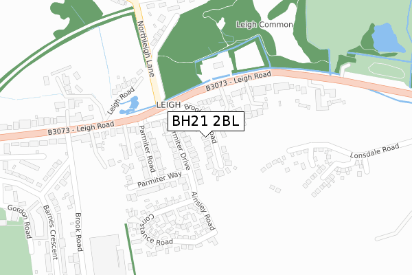 BH21 2BL map - large scale - OS Open Zoomstack (Ordnance Survey)