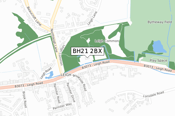 BH21 2BX map - large scale - OS Open Zoomstack (Ordnance Survey)