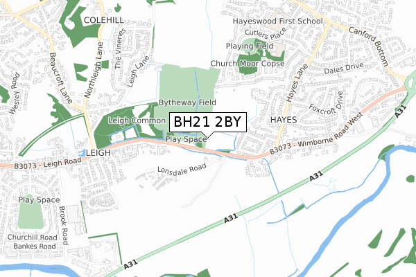 BH21 2BY map - small scale - OS Open Zoomstack (Ordnance Survey)