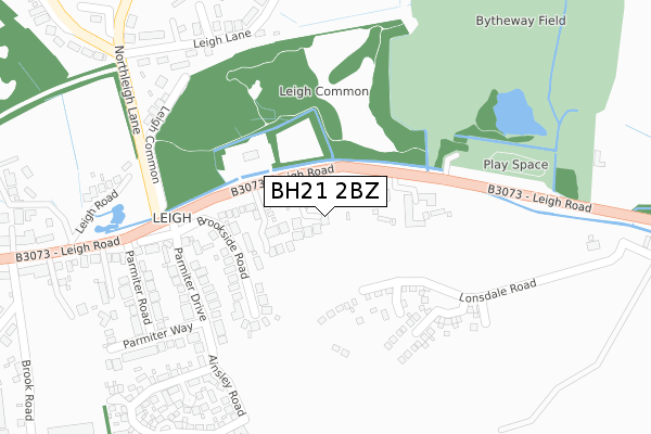 BH21 2BZ map - large scale - OS Open Zoomstack (Ordnance Survey)