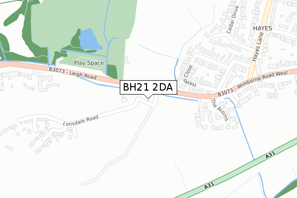 BH21 2DA map - large scale - OS Open Zoomstack (Ordnance Survey)