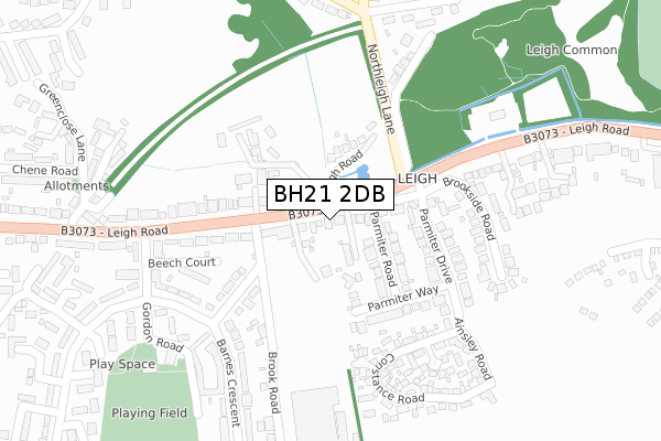 BH21 2DB map - large scale - OS Open Zoomstack (Ordnance Survey)