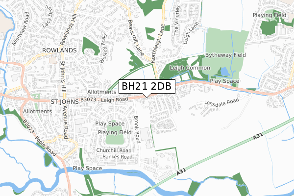 BH21 2DB map - small scale - OS Open Zoomstack (Ordnance Survey)