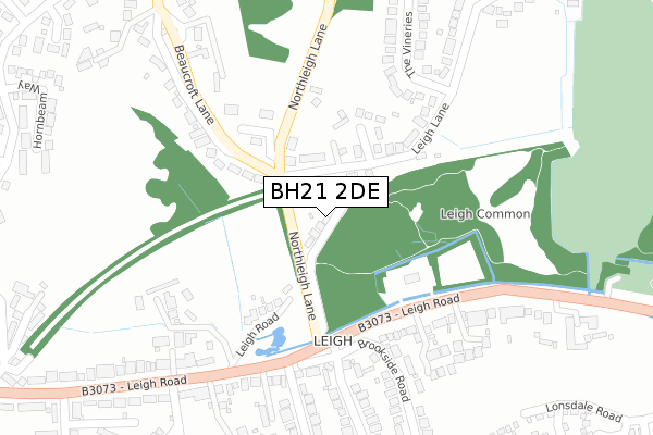 BH21 2DE map - large scale - OS Open Zoomstack (Ordnance Survey)