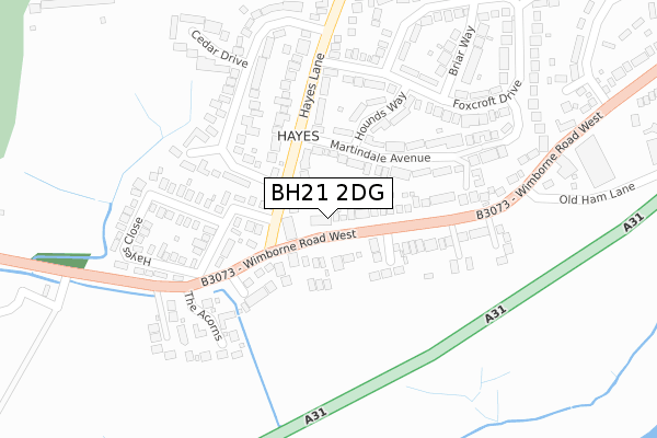 BH21 2DG map - large scale - OS Open Zoomstack (Ordnance Survey)