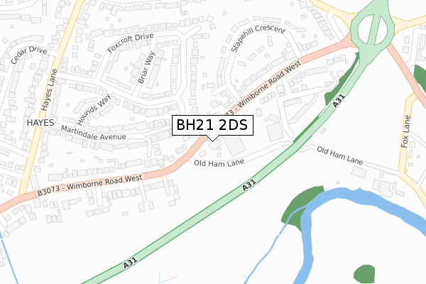 BH21 2DS map - large scale - OS Open Zoomstack (Ordnance Survey)