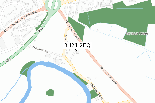 BH21 2EQ map - large scale - OS Open Zoomstack (Ordnance Survey)