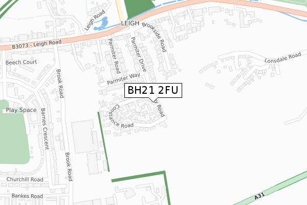 BH21 2FU map - large scale - OS Open Zoomstack (Ordnance Survey)