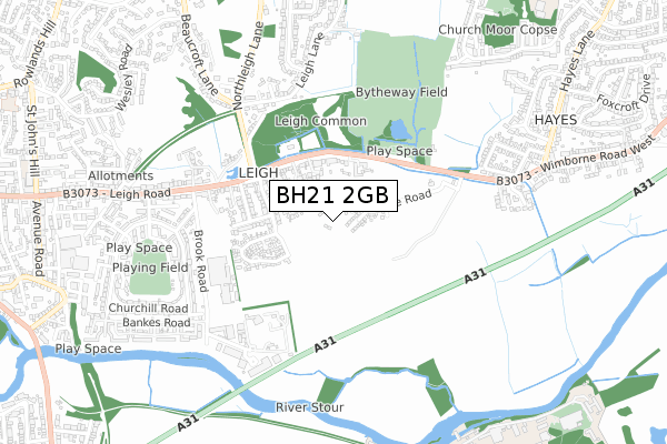 BH21 2GB map - small scale - OS Open Zoomstack (Ordnance Survey)