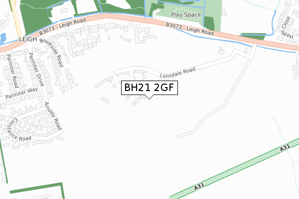 BH21 2GF map - large scale - OS Open Zoomstack (Ordnance Survey)