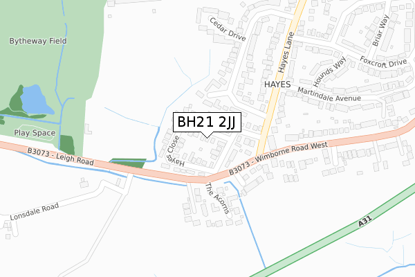 BH21 2JJ map - large scale - OS Open Zoomstack (Ordnance Survey)