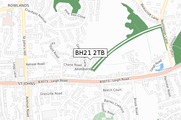 BH21 2TB map - large scale - OS Open Zoomstack (Ordnance Survey)