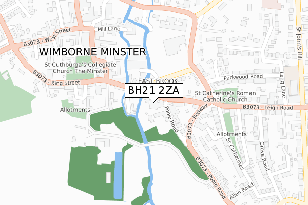 BH21 2ZA map - large scale - OS Open Zoomstack (Ordnance Survey)