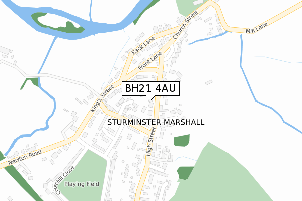 BH21 4AU map - large scale - OS Open Zoomstack (Ordnance Survey)