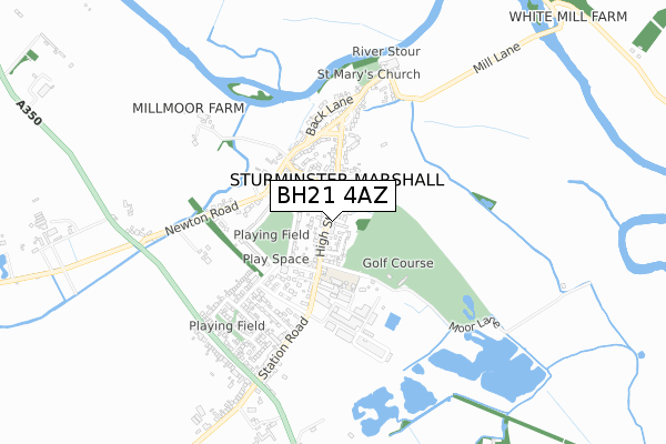 BH21 4AZ map - small scale - OS Open Zoomstack (Ordnance Survey)