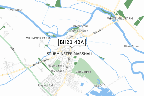 BH21 4BA map - small scale - OS Open Zoomstack (Ordnance Survey)