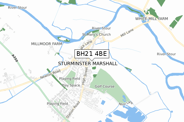 BH21 4BE map - small scale - OS Open Zoomstack (Ordnance Survey)