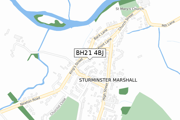 BH21 4BJ map - large scale - OS Open Zoomstack (Ordnance Survey)