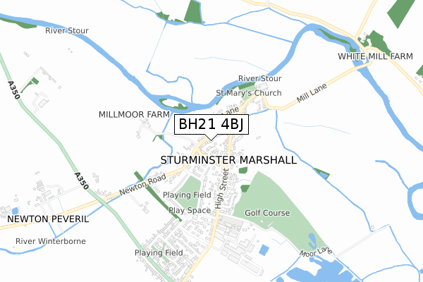 BH21 4BJ map - small scale - OS Open Zoomstack (Ordnance Survey)