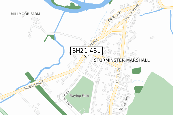 BH21 4BL map - large scale - OS Open Zoomstack (Ordnance Survey)