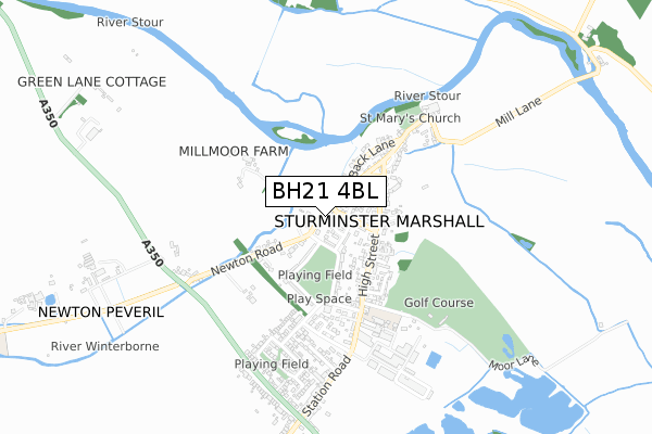 BH21 4BL map - small scale - OS Open Zoomstack (Ordnance Survey)