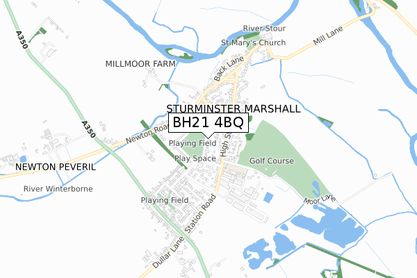 BH21 4BQ map - small scale - OS Open Zoomstack (Ordnance Survey)