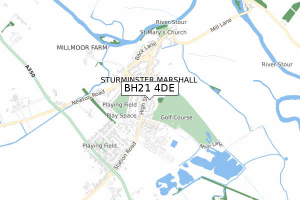 BH21 4DE map - small scale - OS Open Zoomstack (Ordnance Survey)