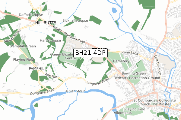 BH21 4DP map - small scale - OS Open Zoomstack (Ordnance Survey)