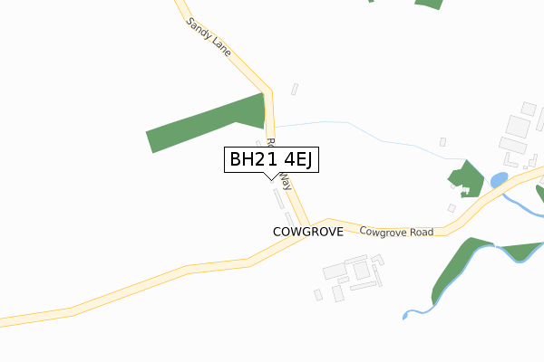 BH21 4EJ map - large scale - OS Open Zoomstack (Ordnance Survey)