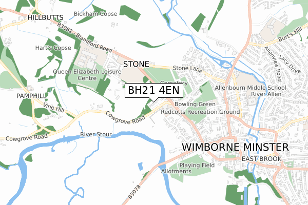 BH21 4EN map - small scale - OS Open Zoomstack (Ordnance Survey)