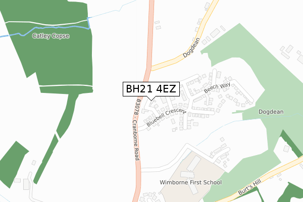 BH21 4EZ map - large scale - OS Open Zoomstack (Ordnance Survey)