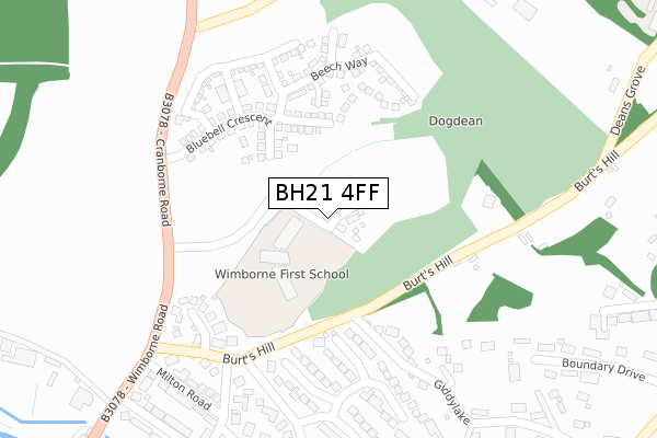 BH21 4FF map - large scale - OS Open Zoomstack (Ordnance Survey)