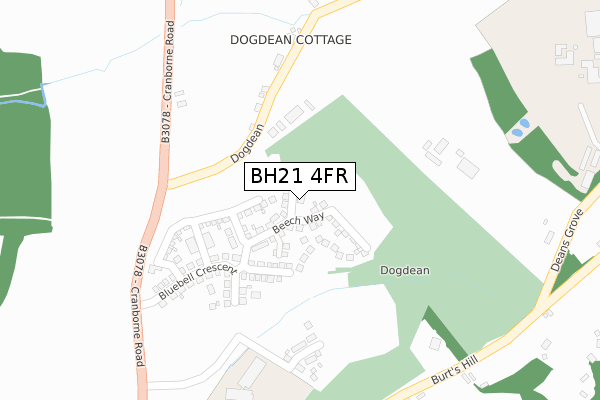 BH21 4FR map - large scale - OS Open Zoomstack (Ordnance Survey)