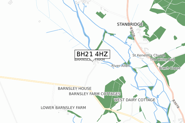 BH21 4HZ map - small scale - OS Open Zoomstack (Ordnance Survey)